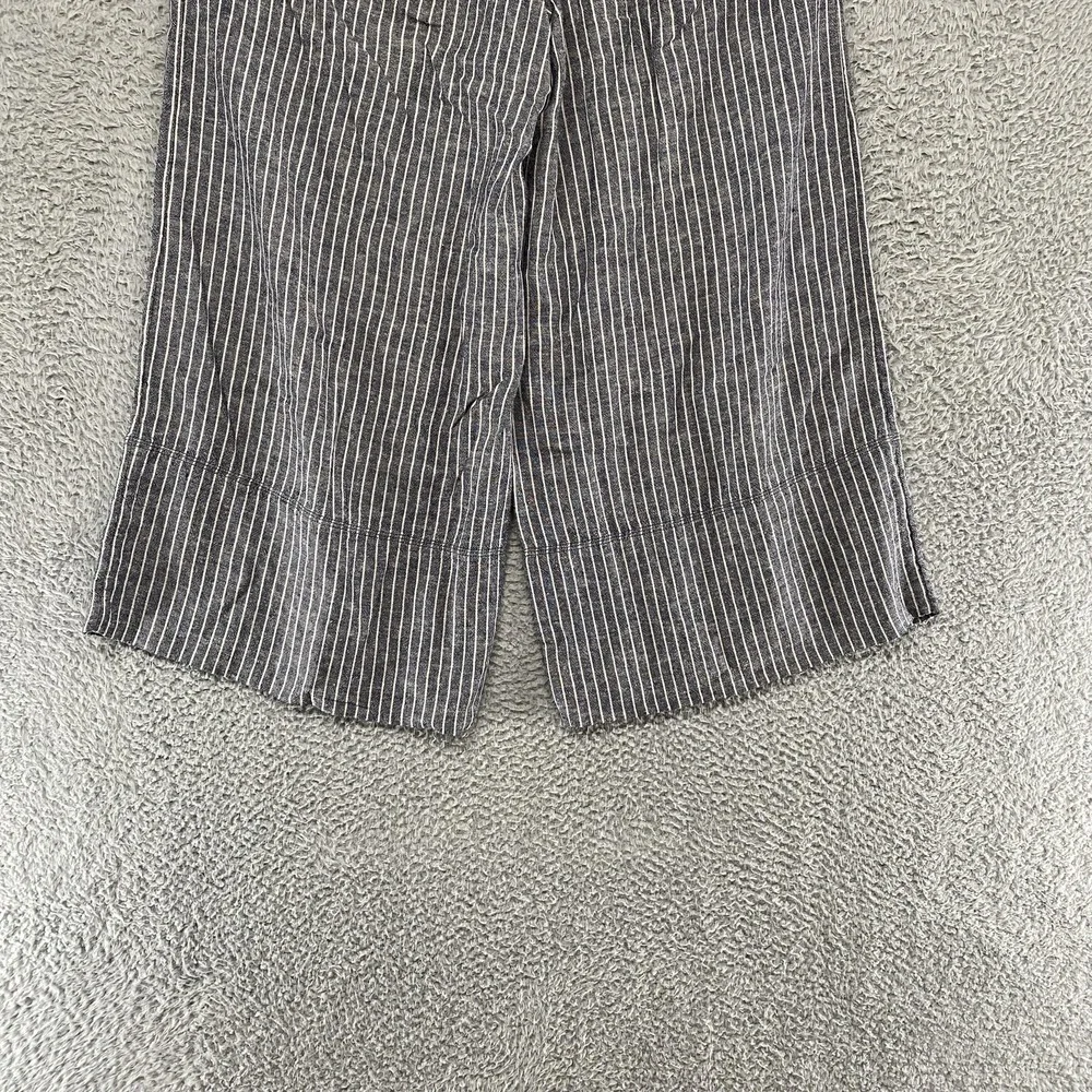 Banana Republic Wide Leg Pants Womens S Blue Stripe Linen Ankle Coastal Beachy